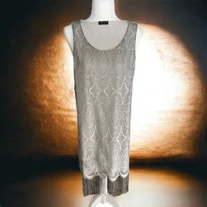 VENUS Silver Lace Sheath w/White Lining. Pre-owned. X-SML. $28.